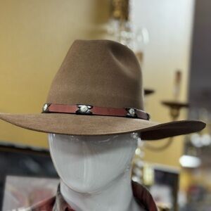 Stetson Brown Felt Western Fedora with Concho Leather Band